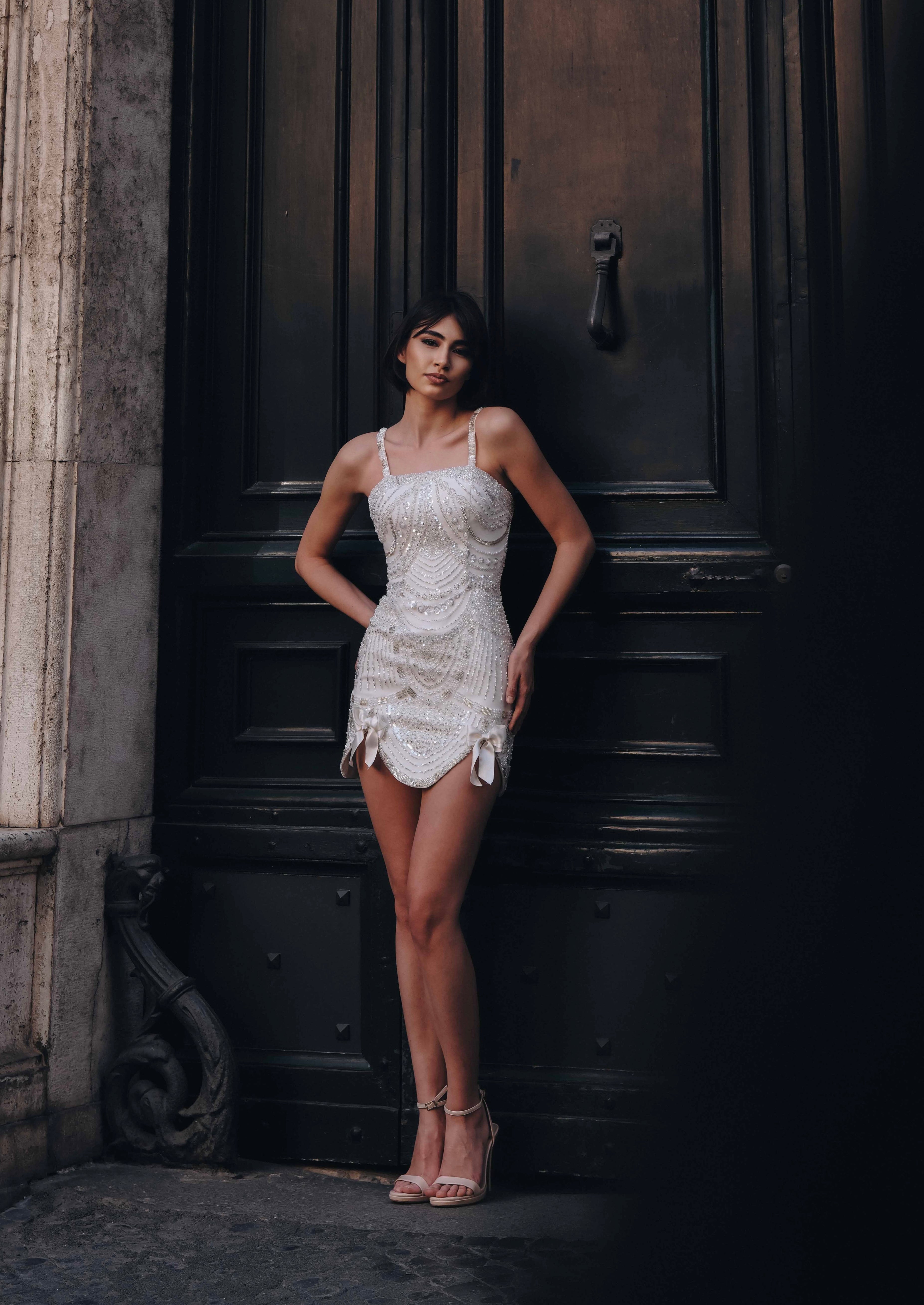 white christmas dresses Kadi White Cotton Drop Waist Corset Mini Dress XXS / US 0 main image 1