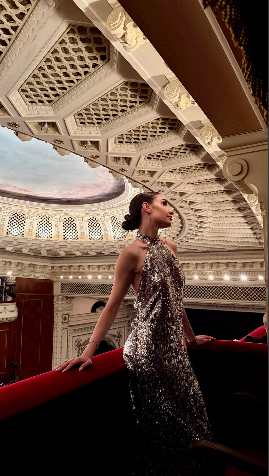 Официална рокля с гол гръб с пайети в сребристо: Grande Opera