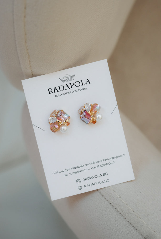 Multicolored earrings with crystals and pearls