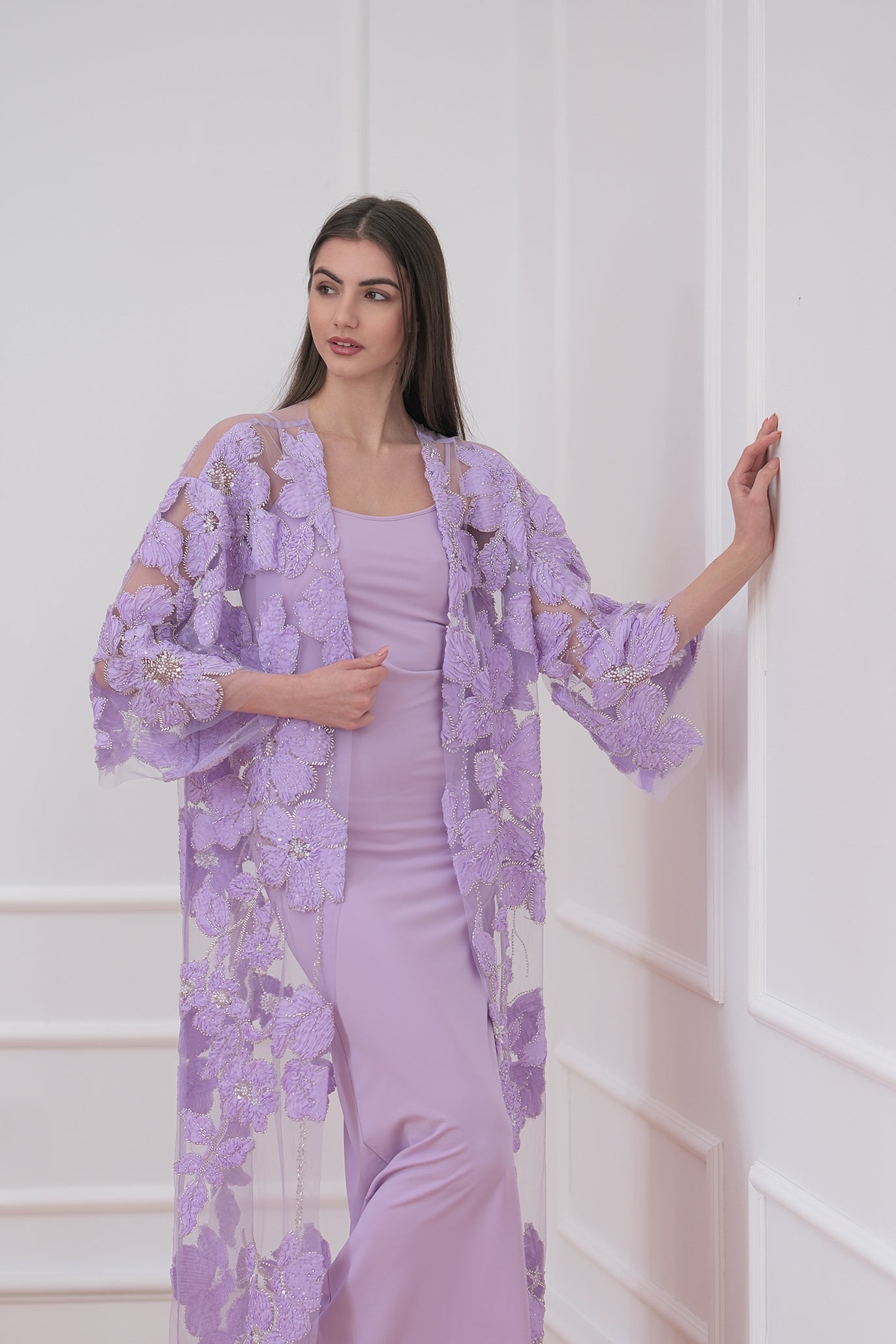 Комплект рокля и жилетка в лилаво: Luxury Eve