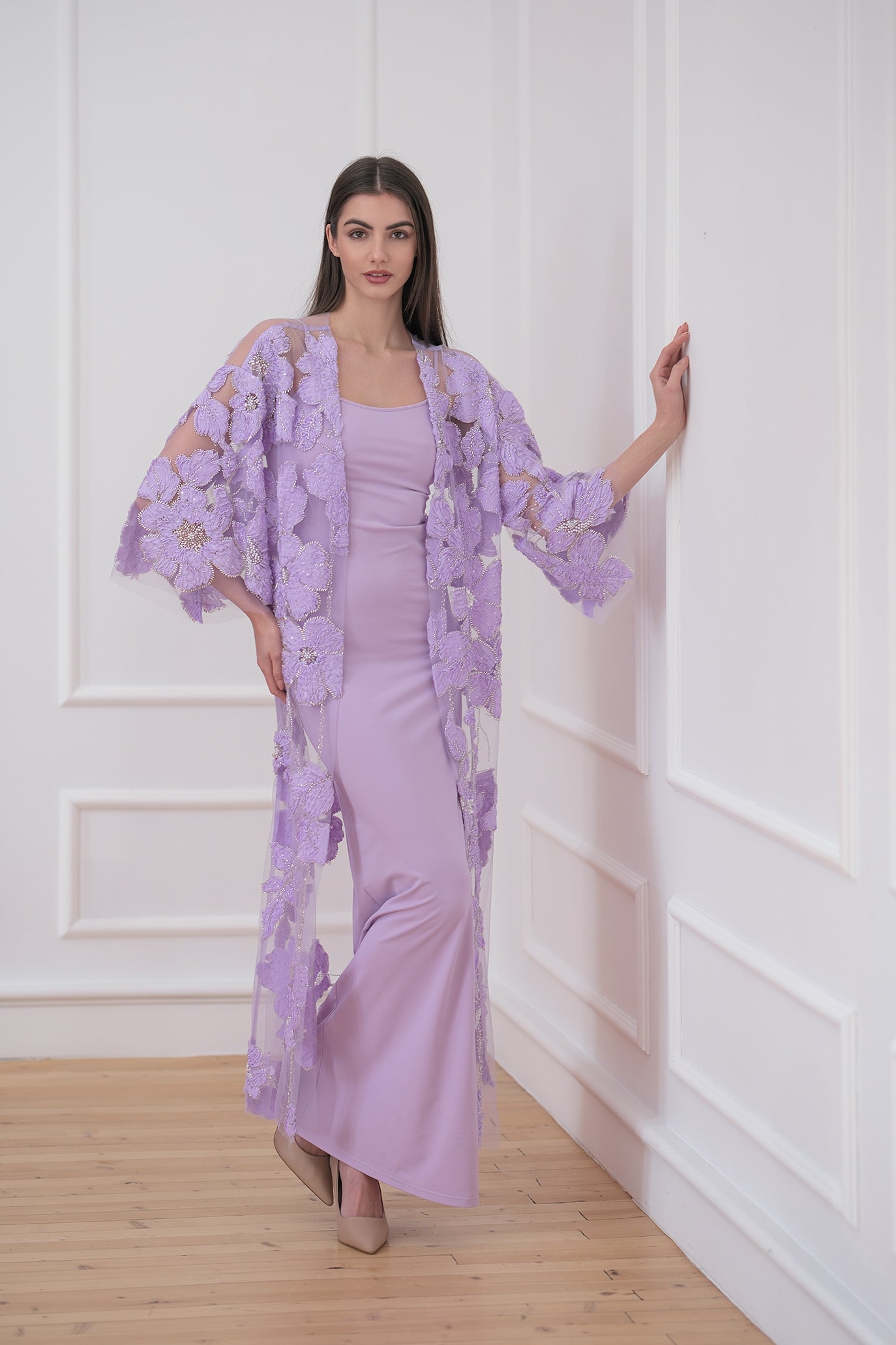 Комплект рокля и жилетка в лилаво: Luxury Eve