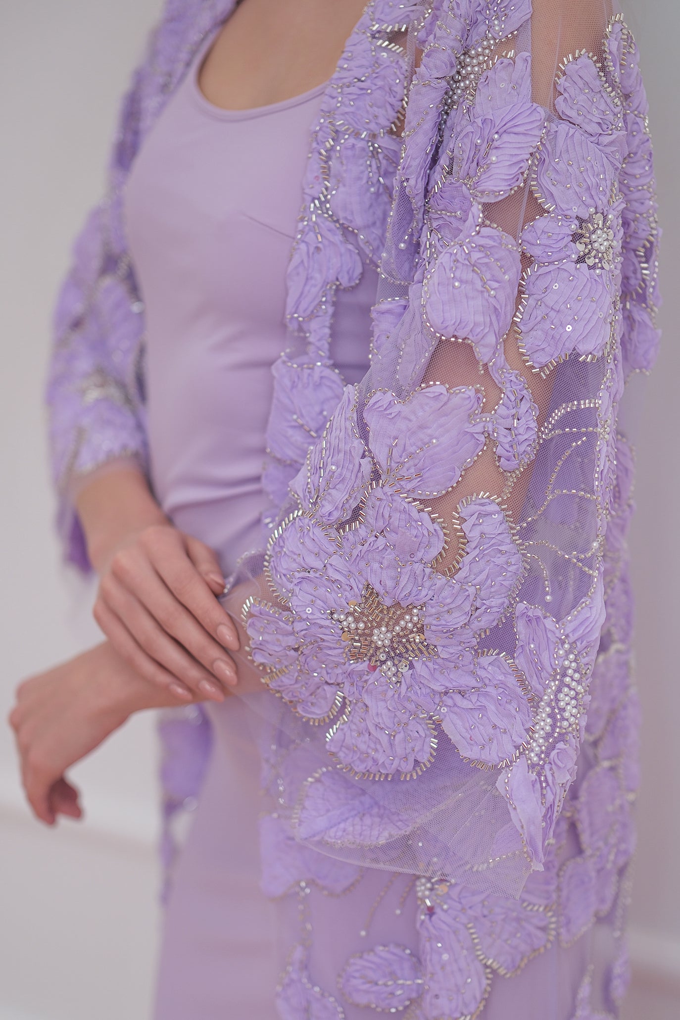 Комплект рокля и жилетка в лилаво: Luxury Eve