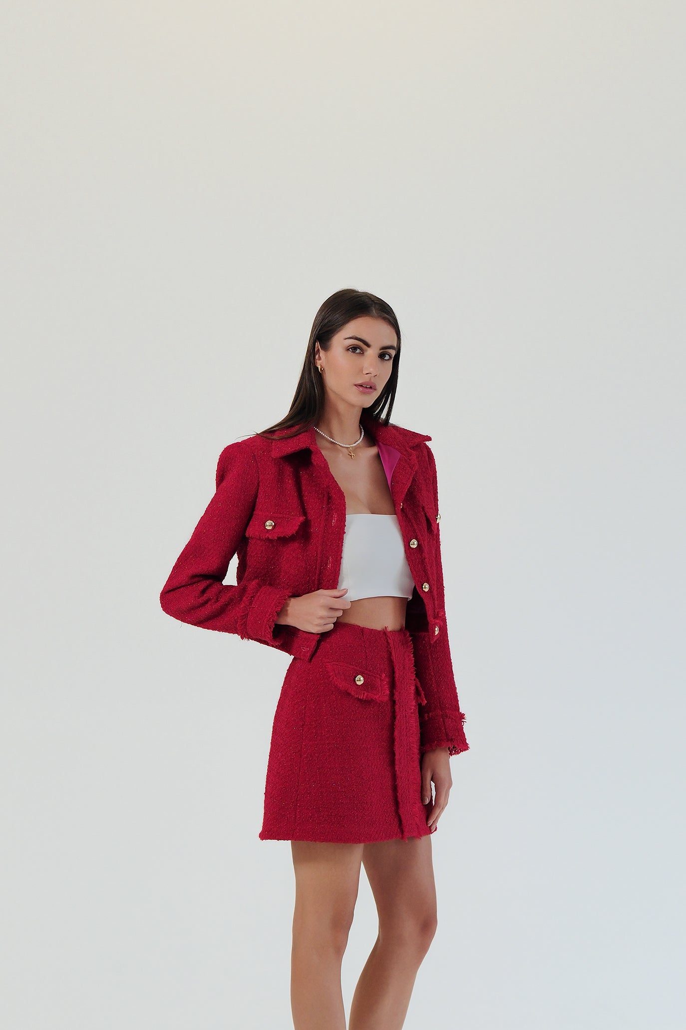 Костюм от три части в малиново червено: Aliseth