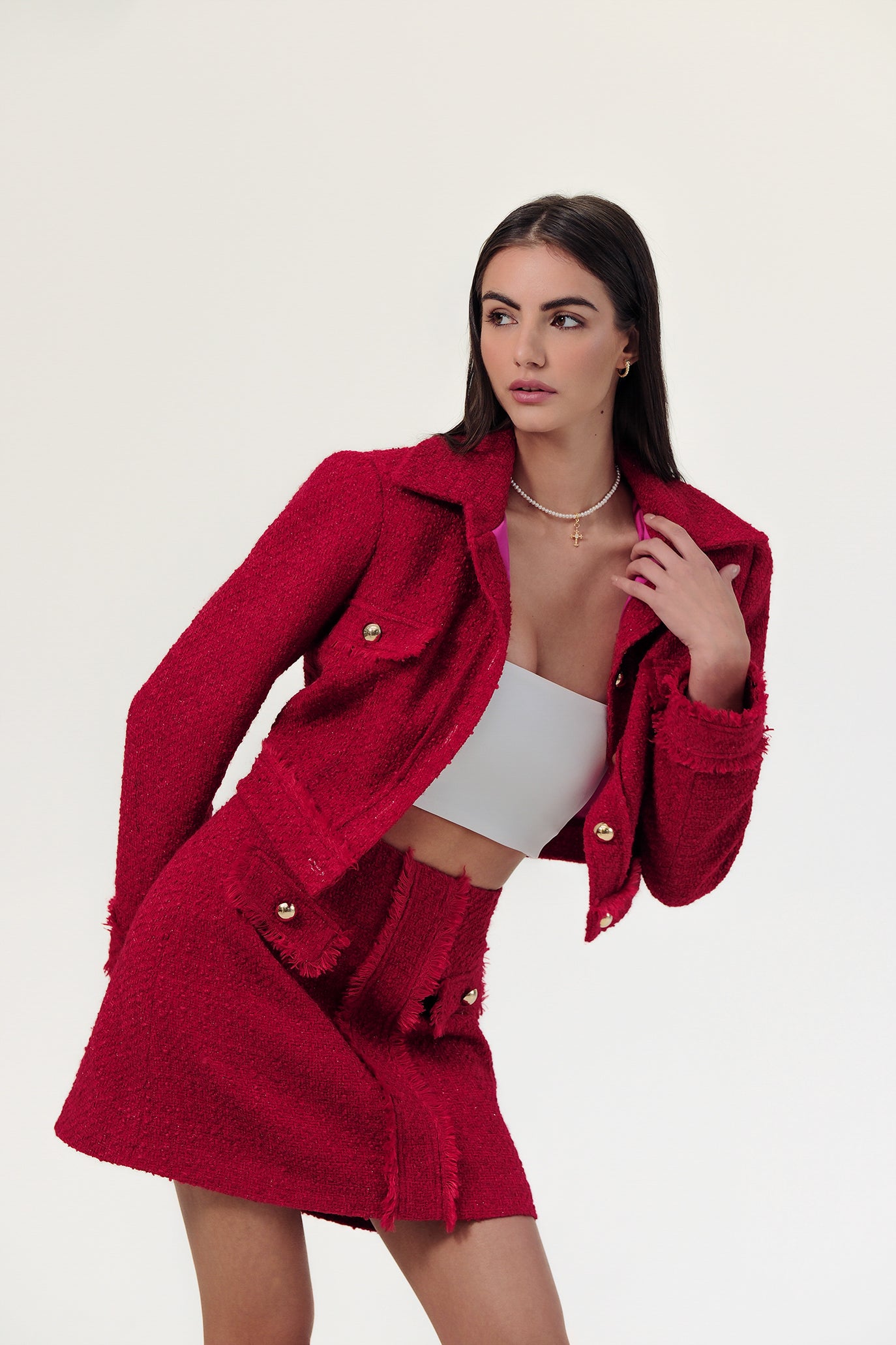 Костюм от три части в малиново червено: Aliseth