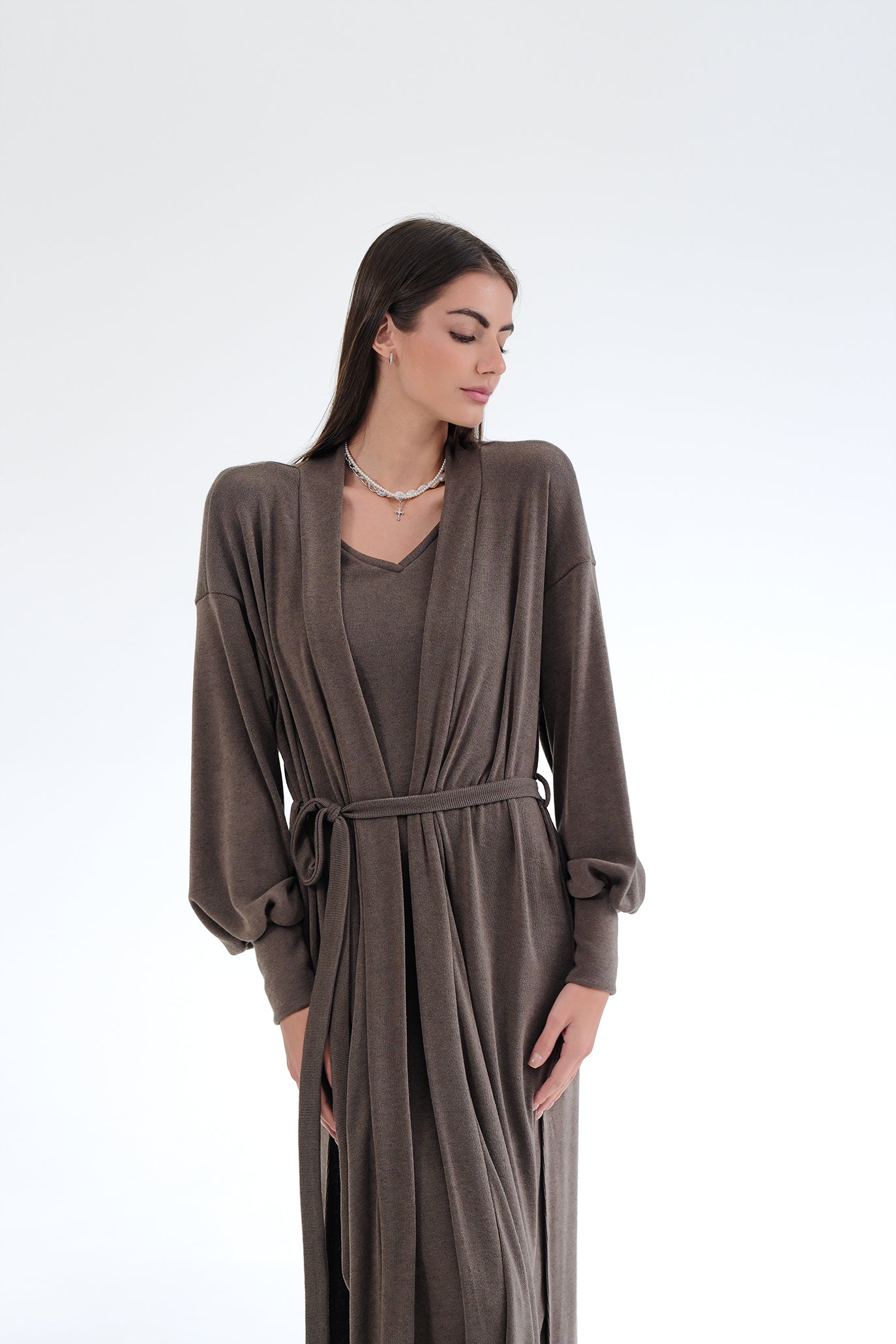 Рокля и жилетка в кафяво: Amoria Soft