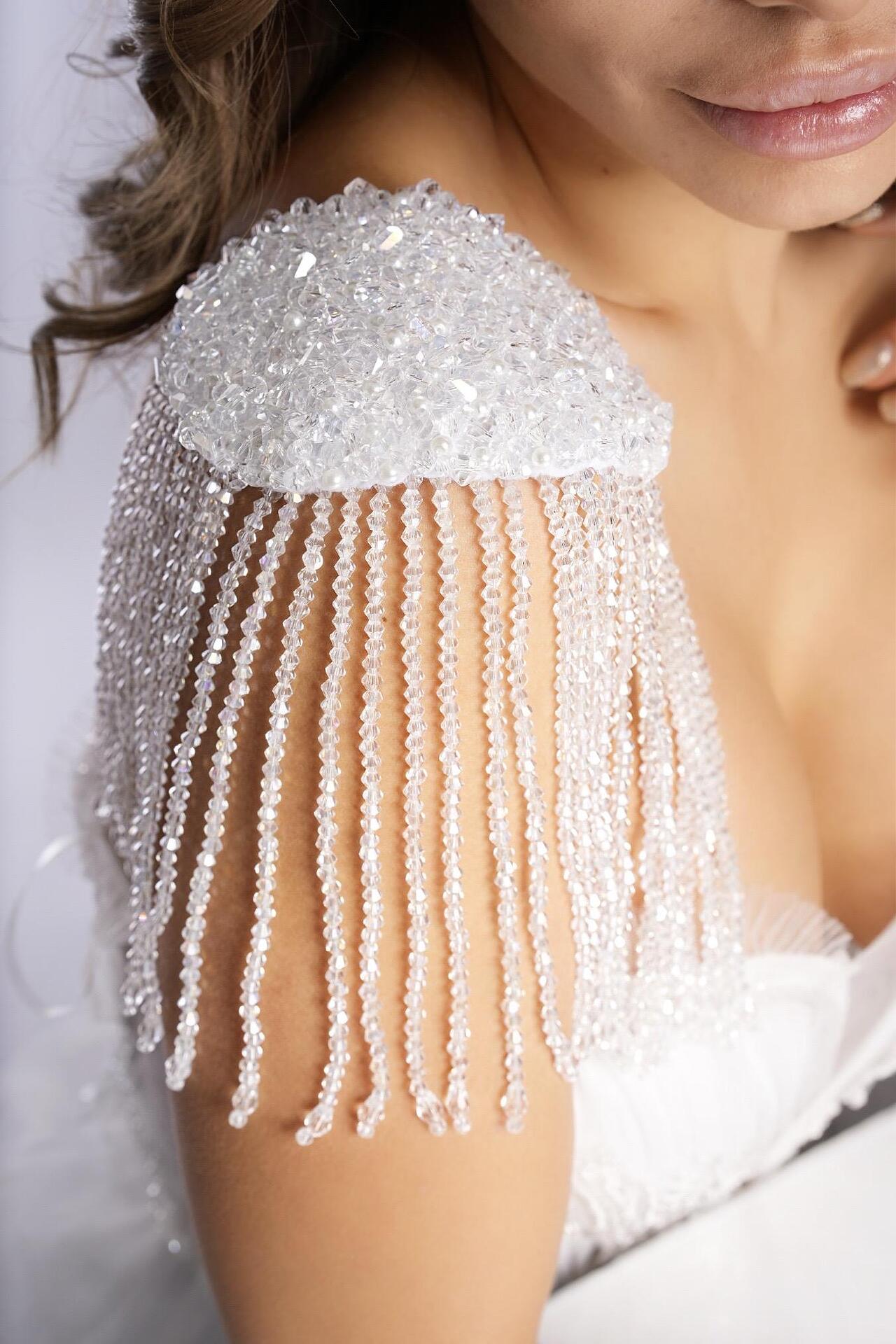 Shoulder accessories with hanging crystals