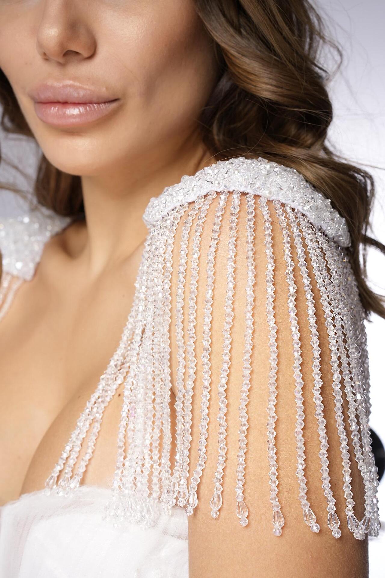 Shoulder accessories with hanging crystals