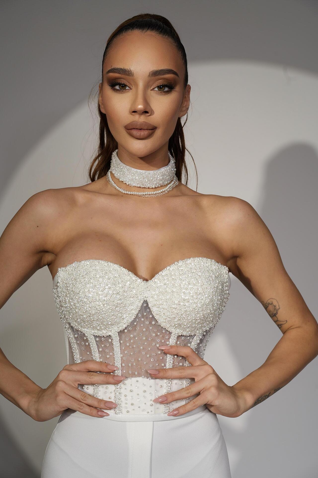 White corset: Luxury Crystals