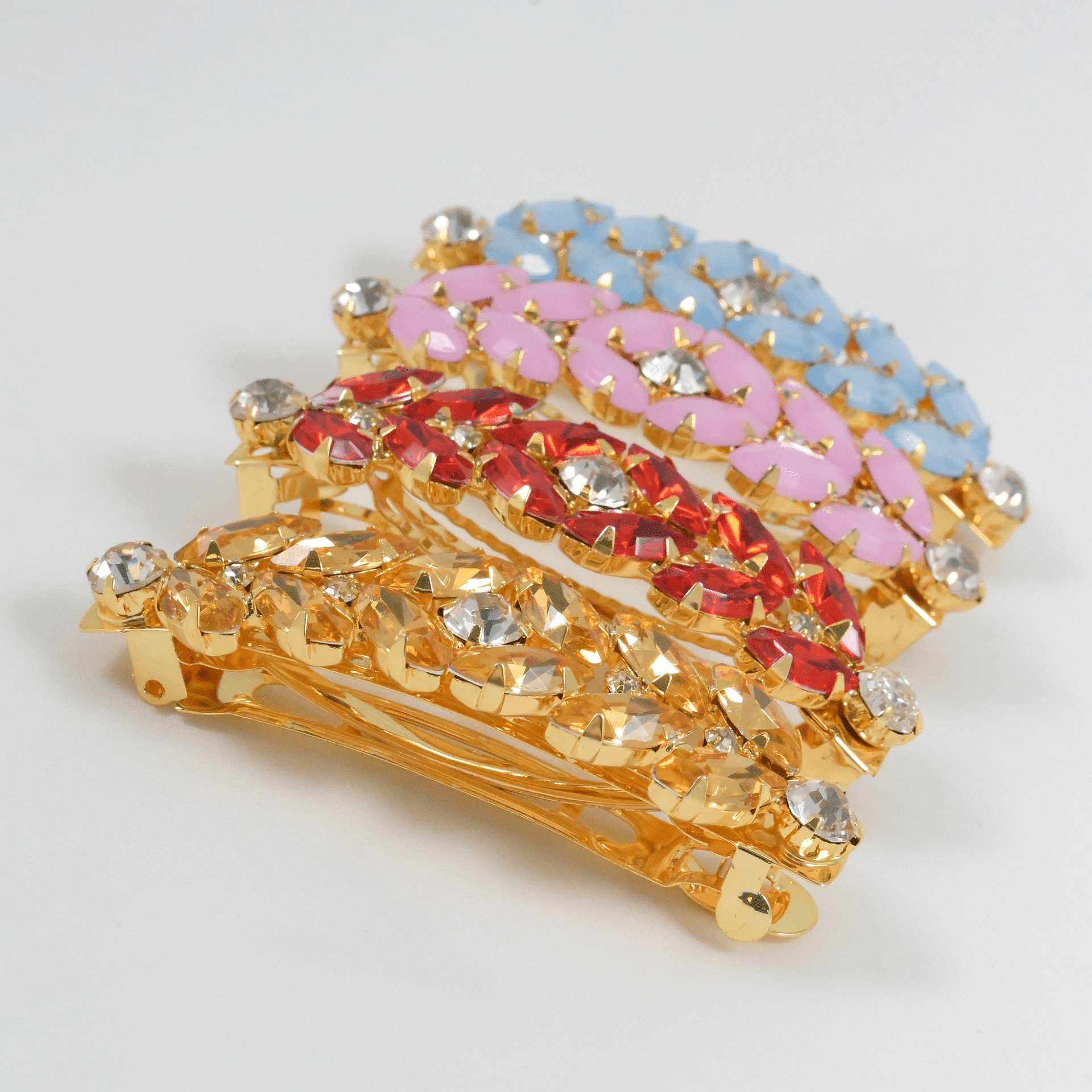 Colorful hair clips with stones