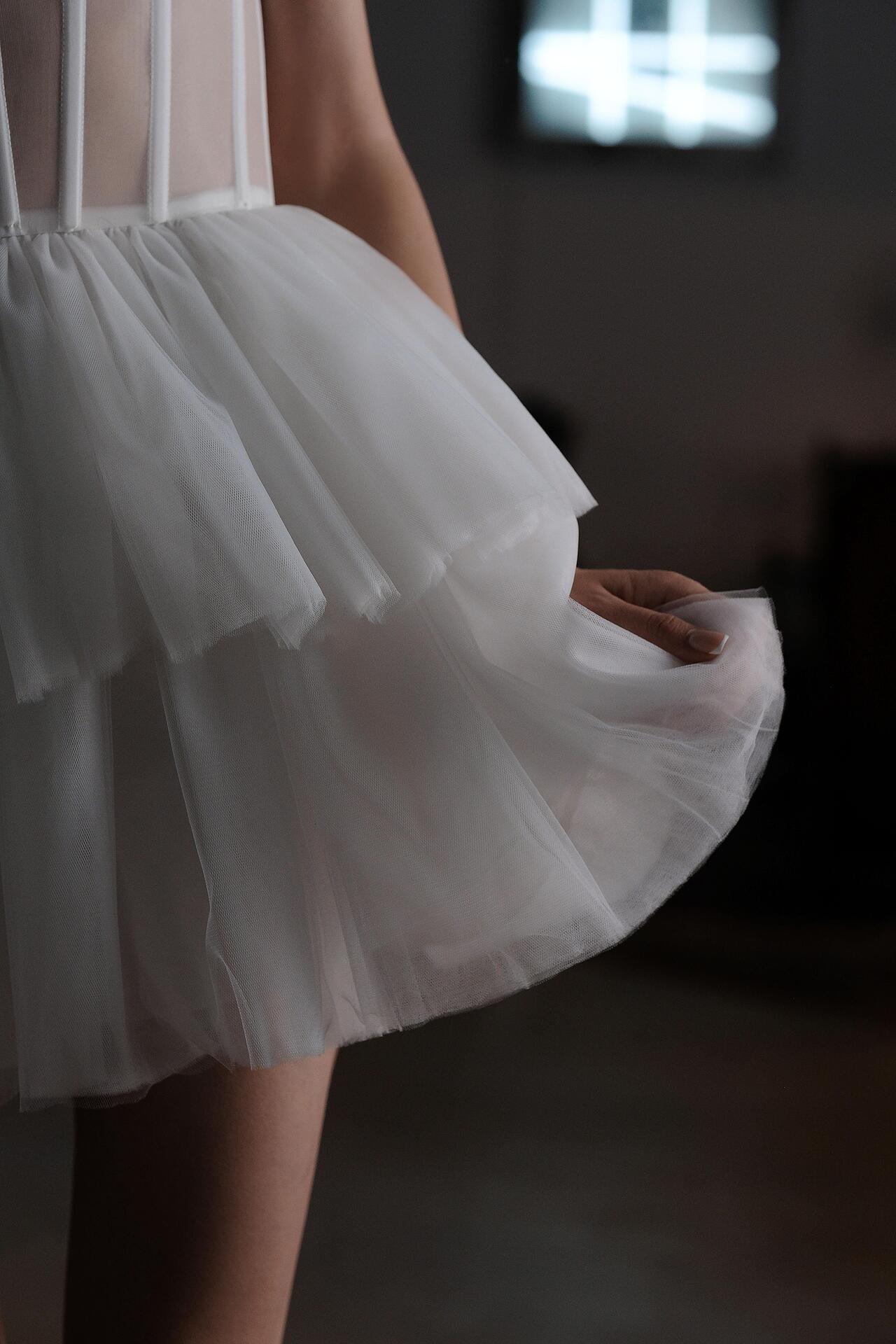 White short tulle dress: Cassia