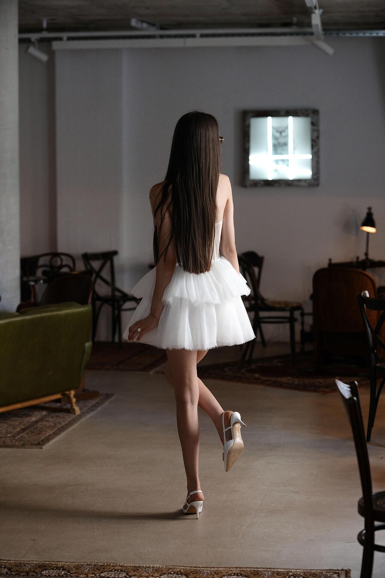White short tulle dress: Cassia