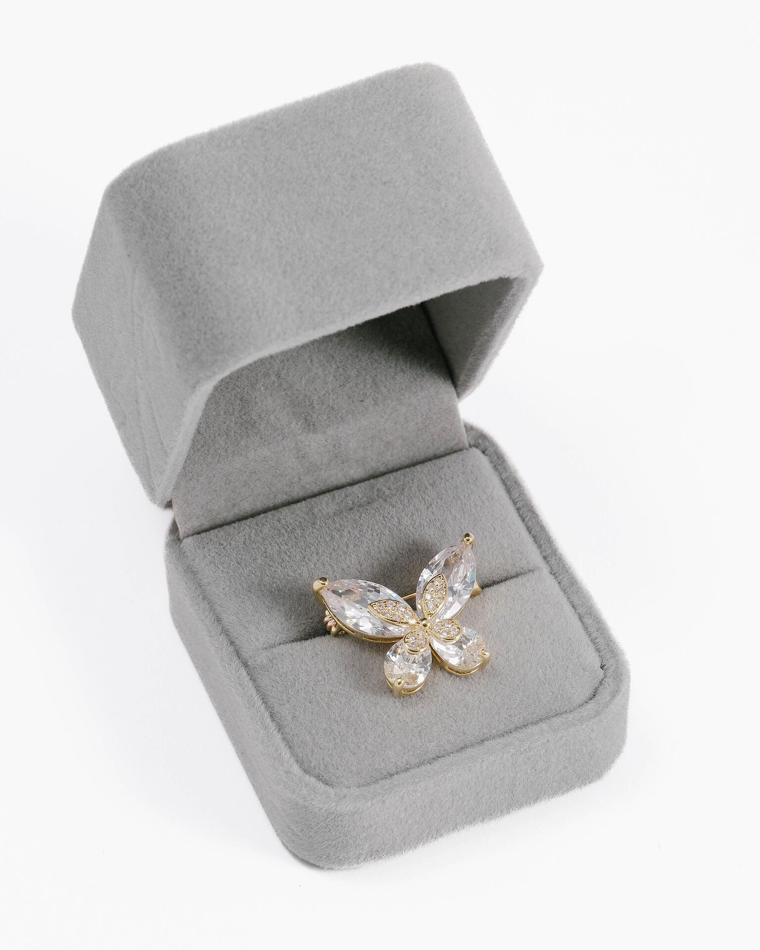 Delicate brooch with stones: in silver and gold