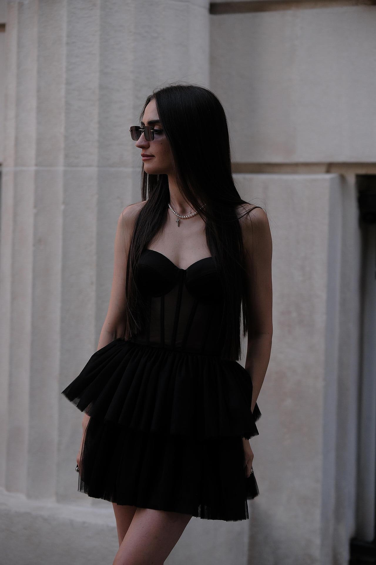 Black short tulle dress: Cassia