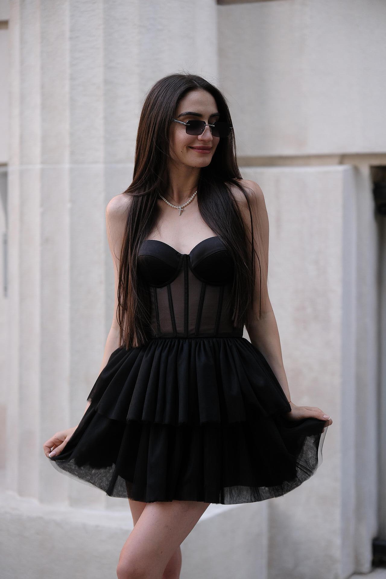 Black short tulle dress: Cassia