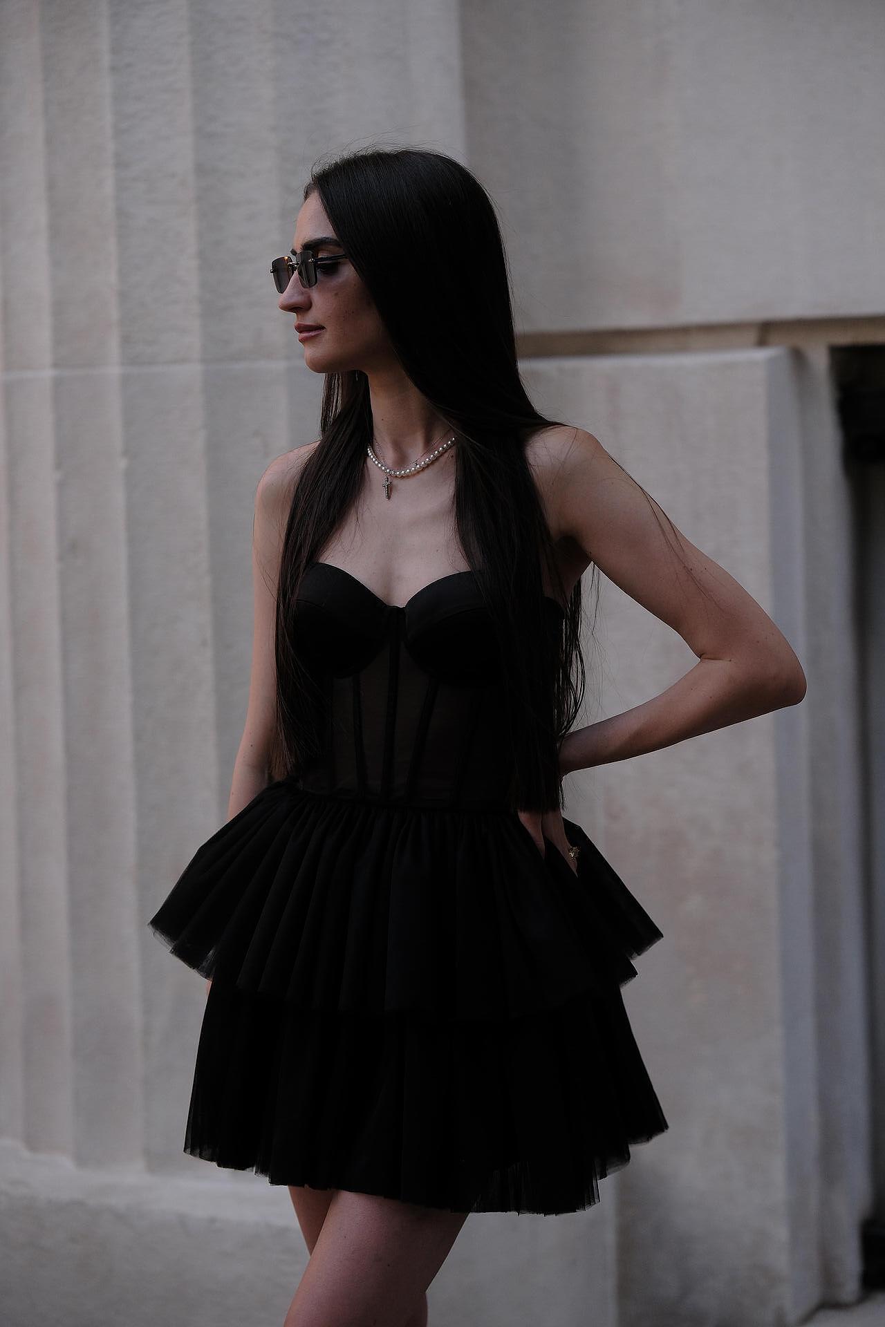 Black short tulle dress: Cassia