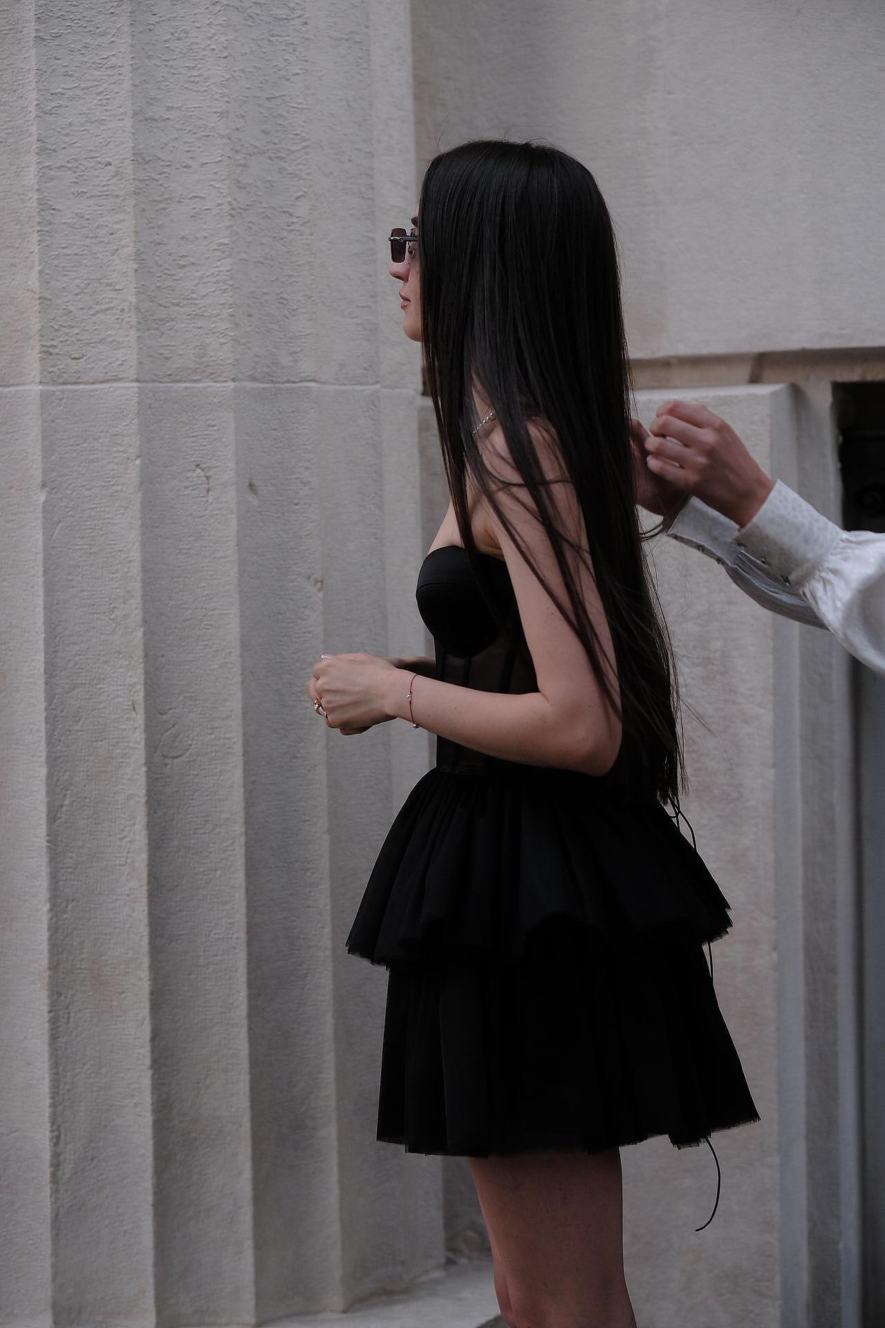 Black short tulle dress: Cassia