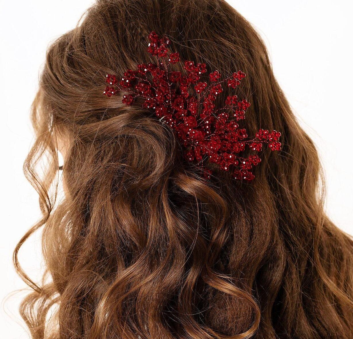 Red accessory with beads