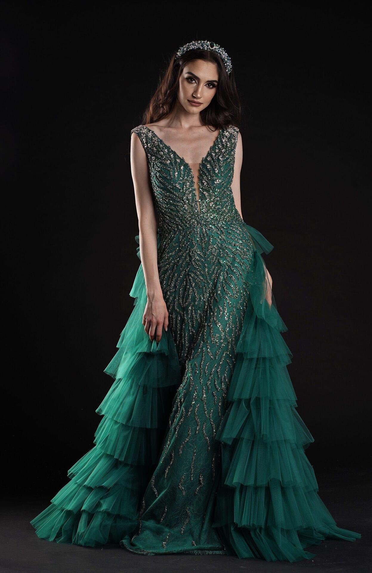 Dress: Dress Green Crystals