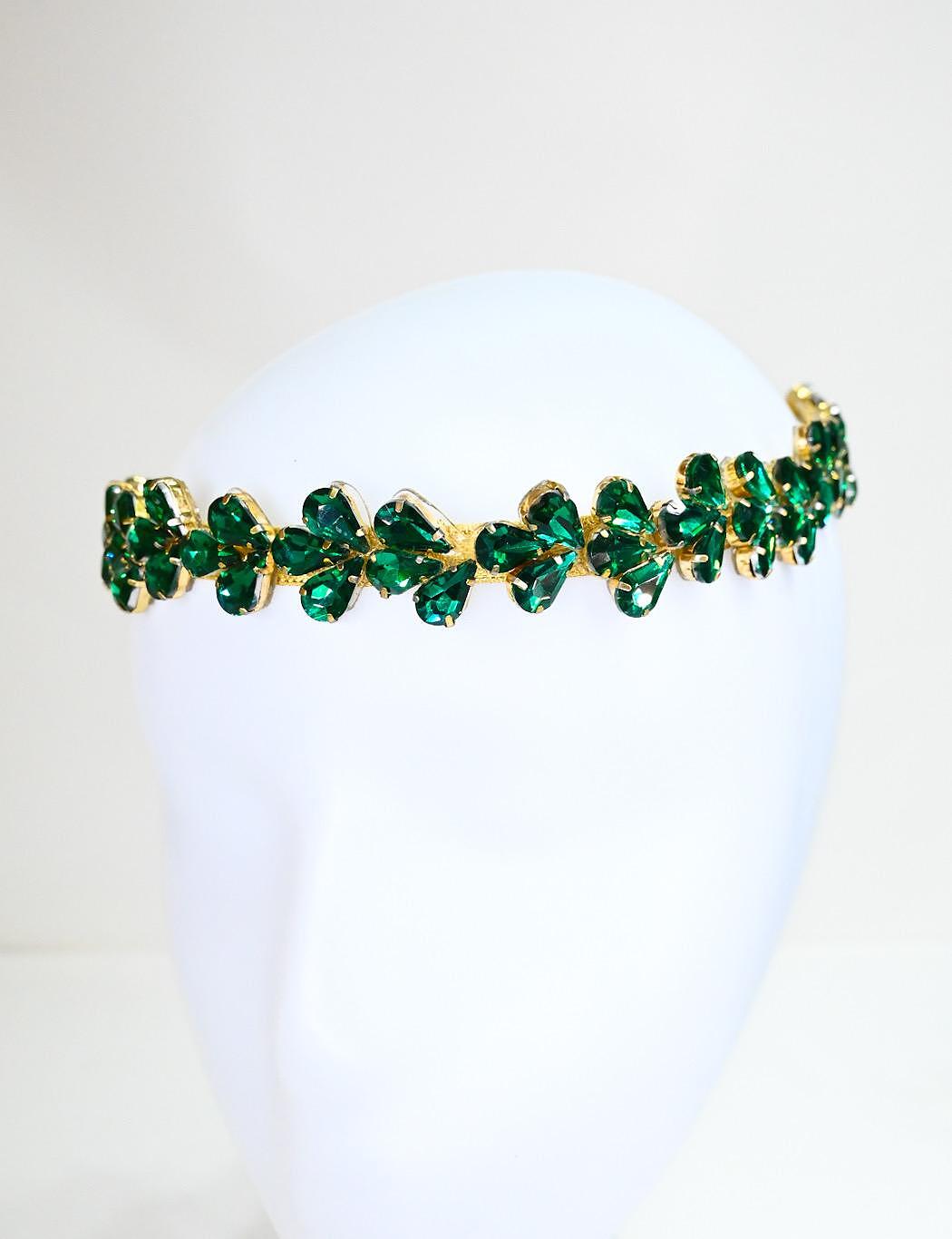Headband with green crystals