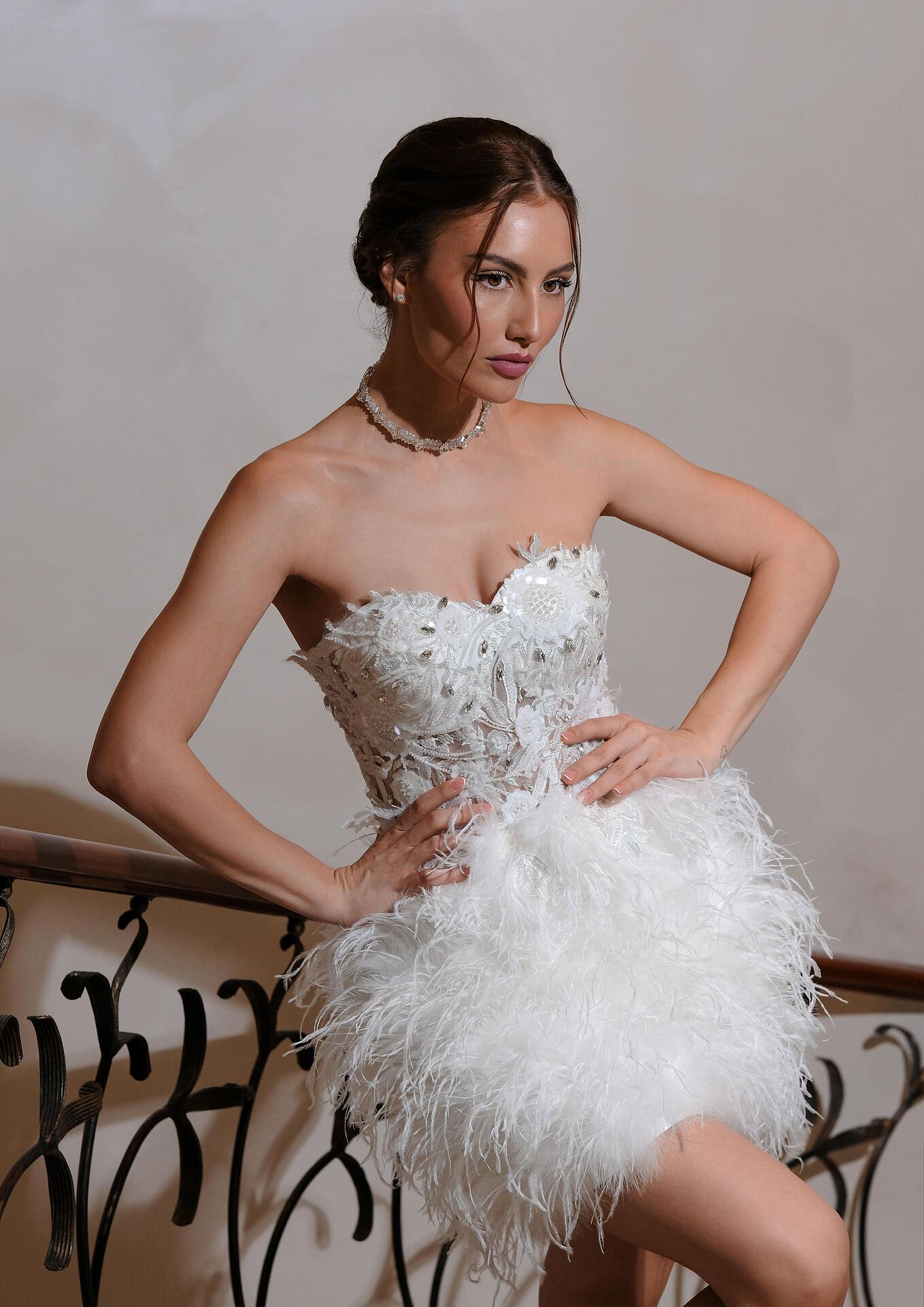 Feather dress and corset: Elitza