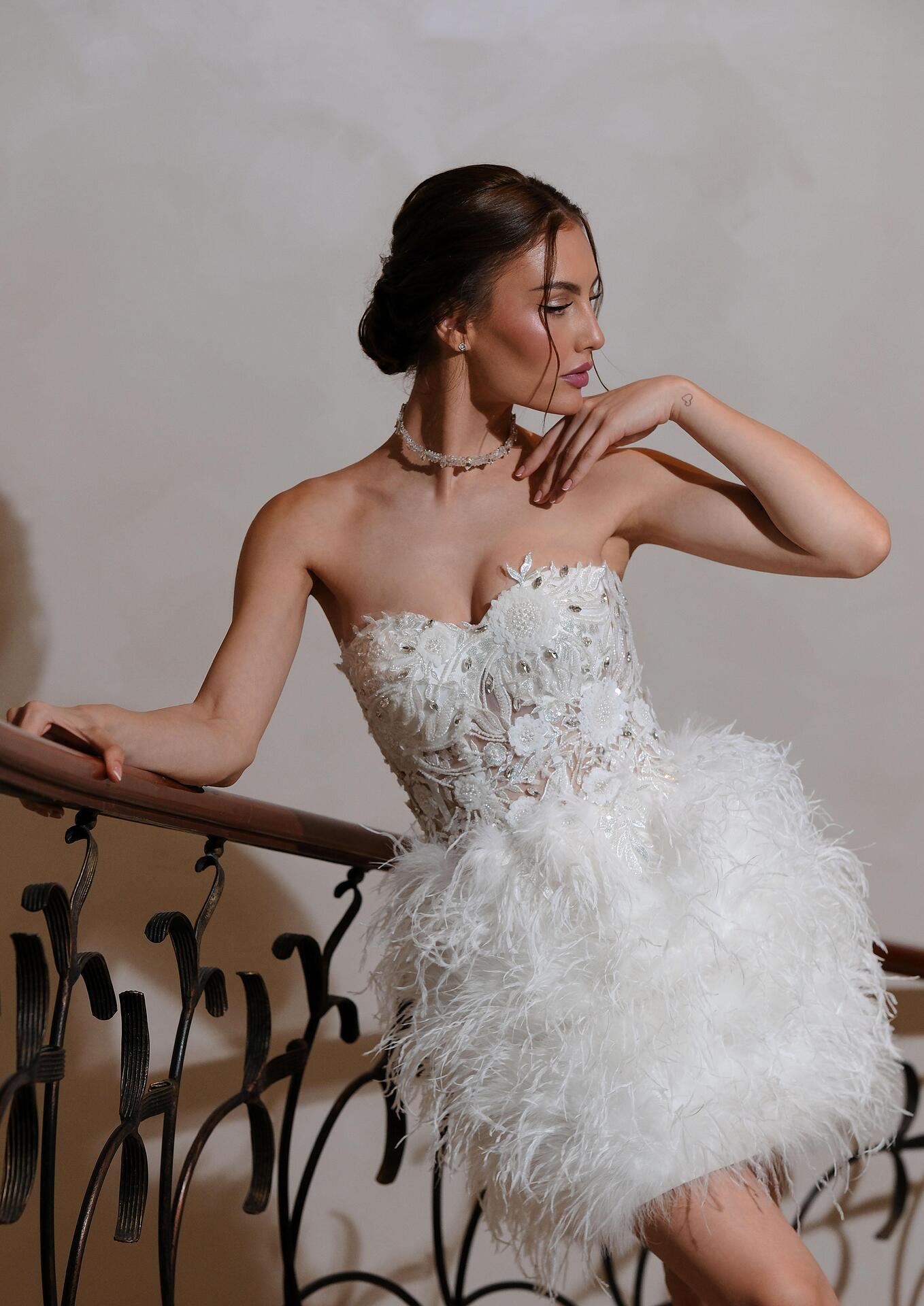Feather dress and corset: Elitza