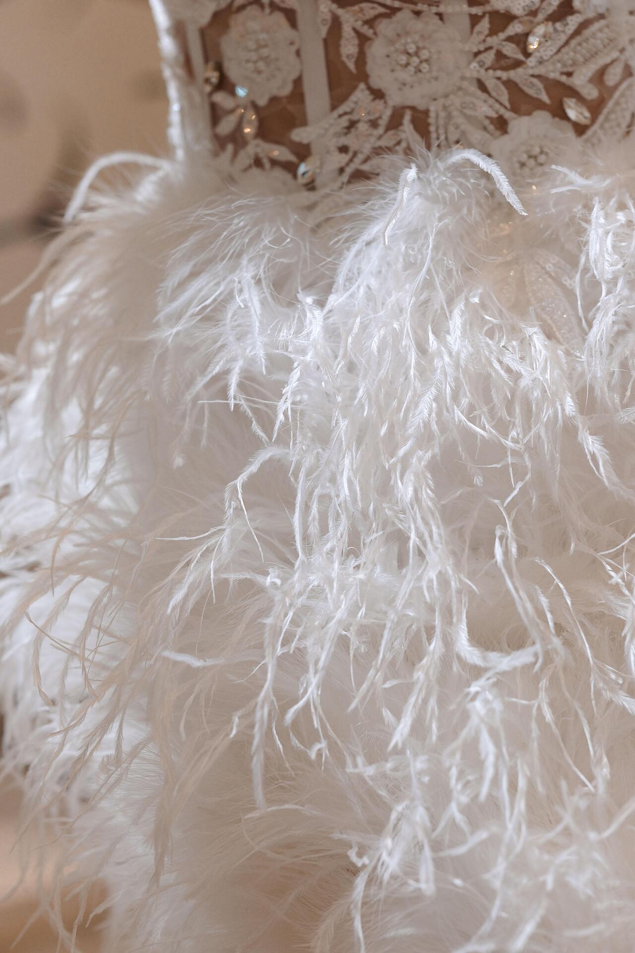 Feather dress and corset: Elitza