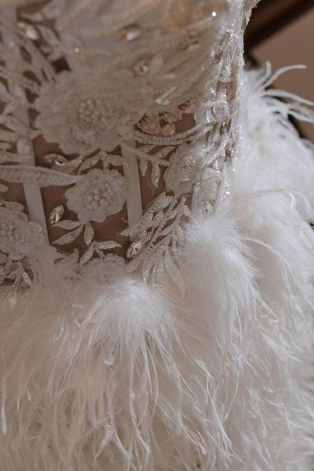 Feather dress and corset: Elitza