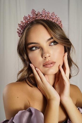 Pink Crown with Zirconia Crystals