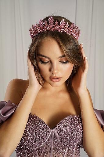 Pink Crown with Zirconia Crystals