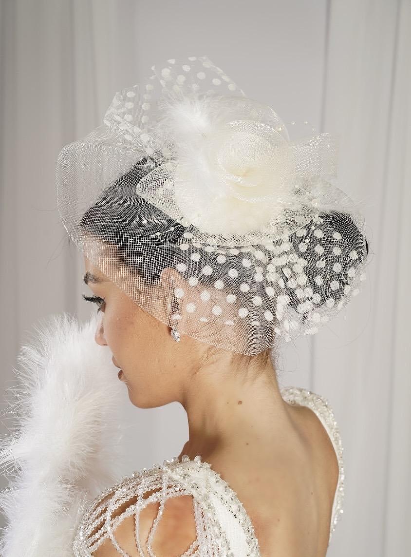 Crystal/pearl hats with mesh