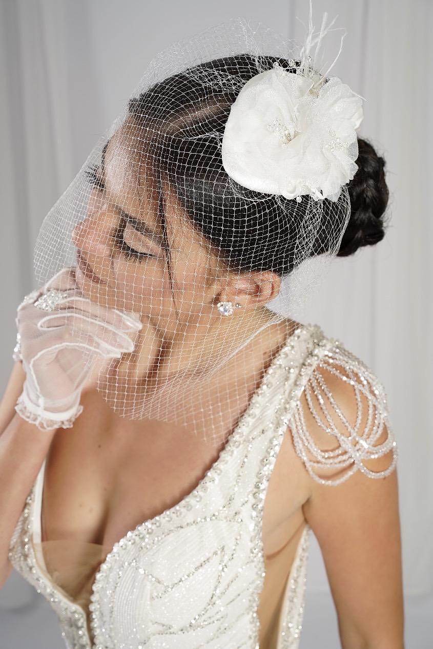 Crystal/pearl hats with mesh