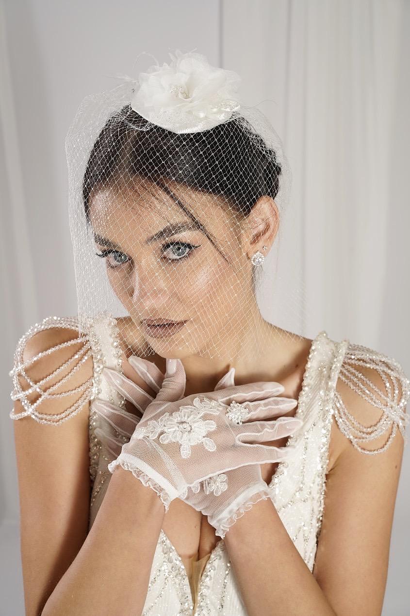 Crystal/pearl hats with mesh