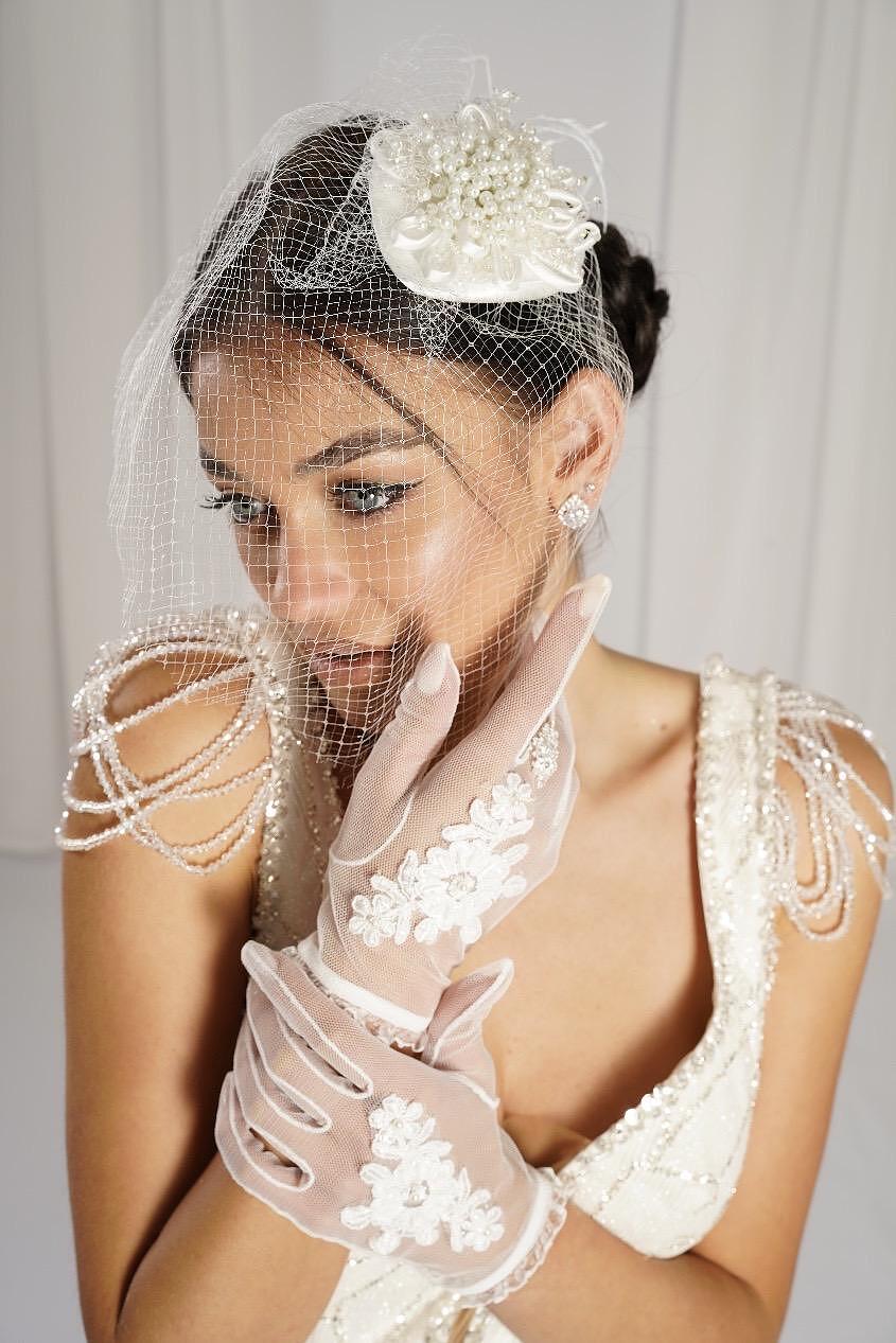Crystal/pearl hats with mesh