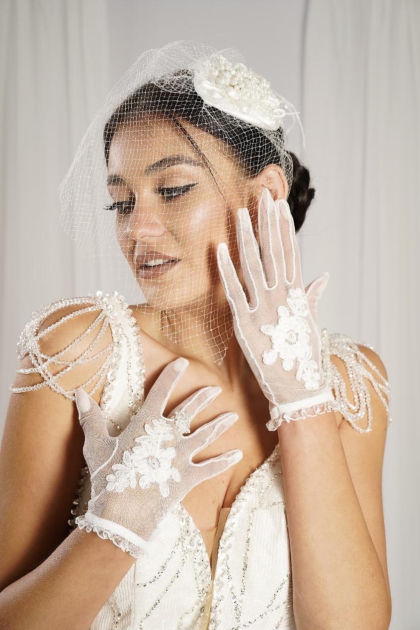 Crystal/pearl hats with mesh
