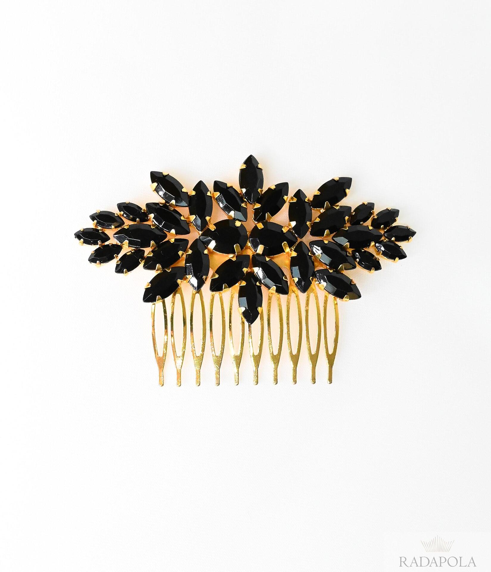 Brooch with Black Crystals