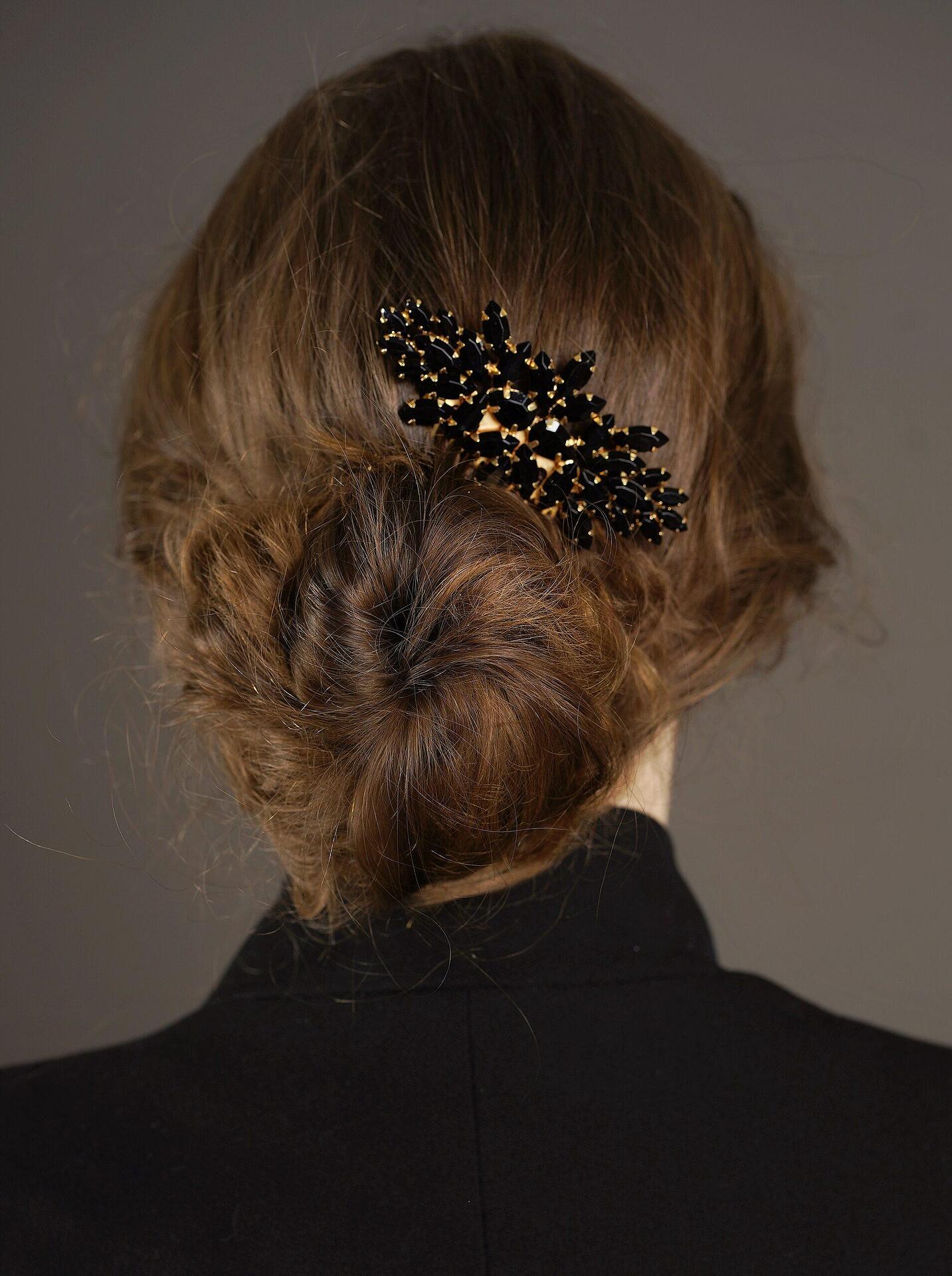 Brooch with Black Crystals