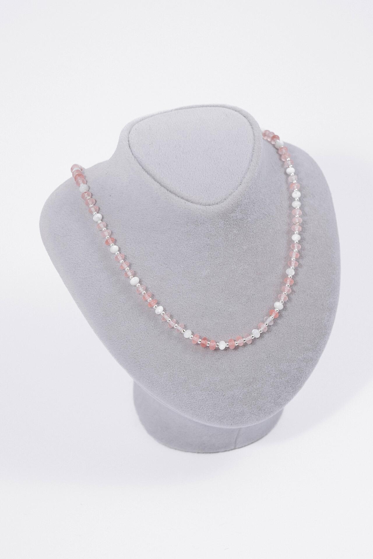 Silver necklace with colorful beads 