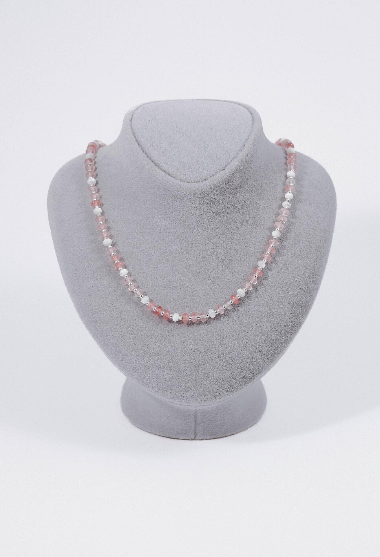 Silver necklace with colorful beads 