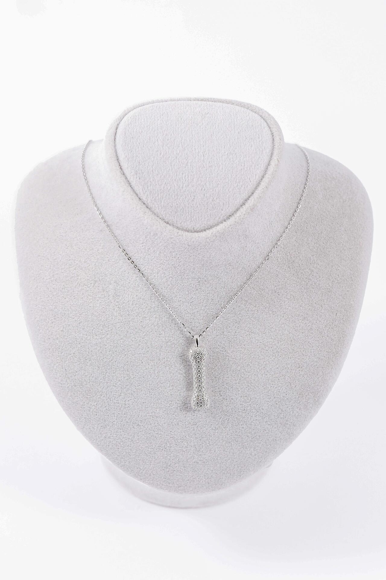 Silver necklace with small shiny stones