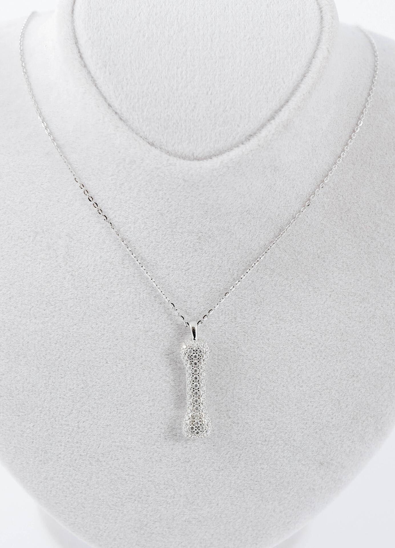 Silver necklace with small shiny stones