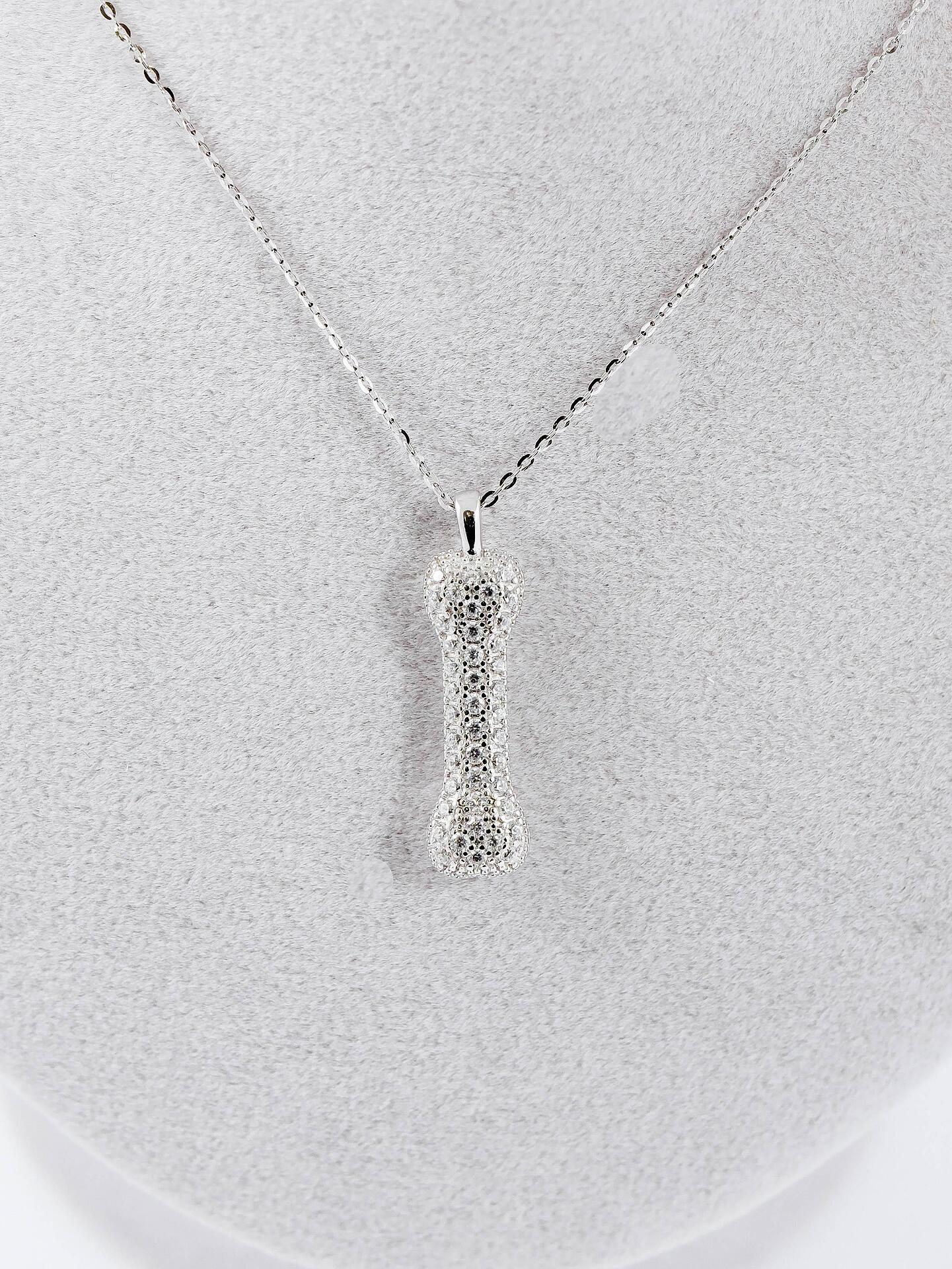 Silver necklace with small shiny stones