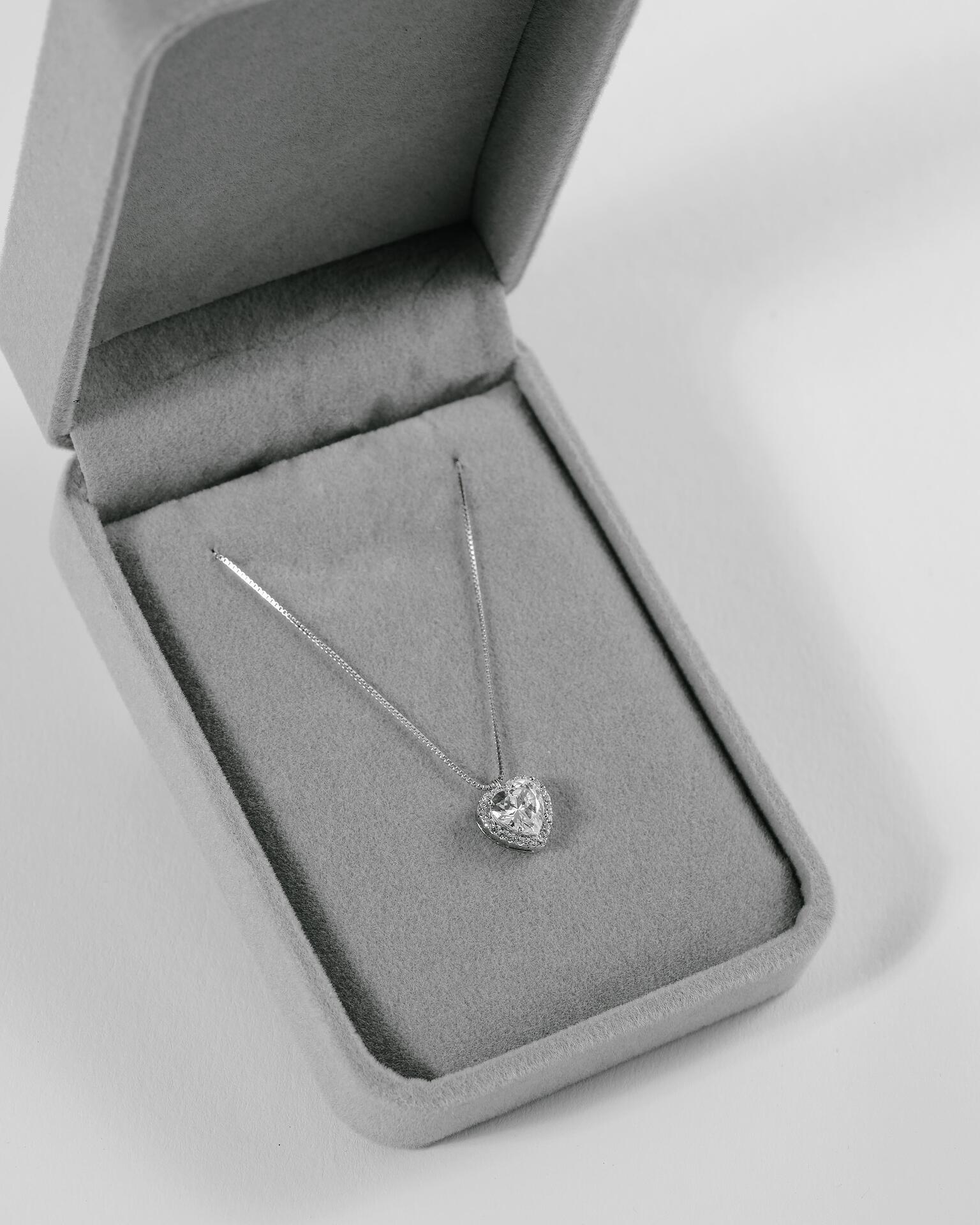 Silver necklace with a heart-shaped pendant