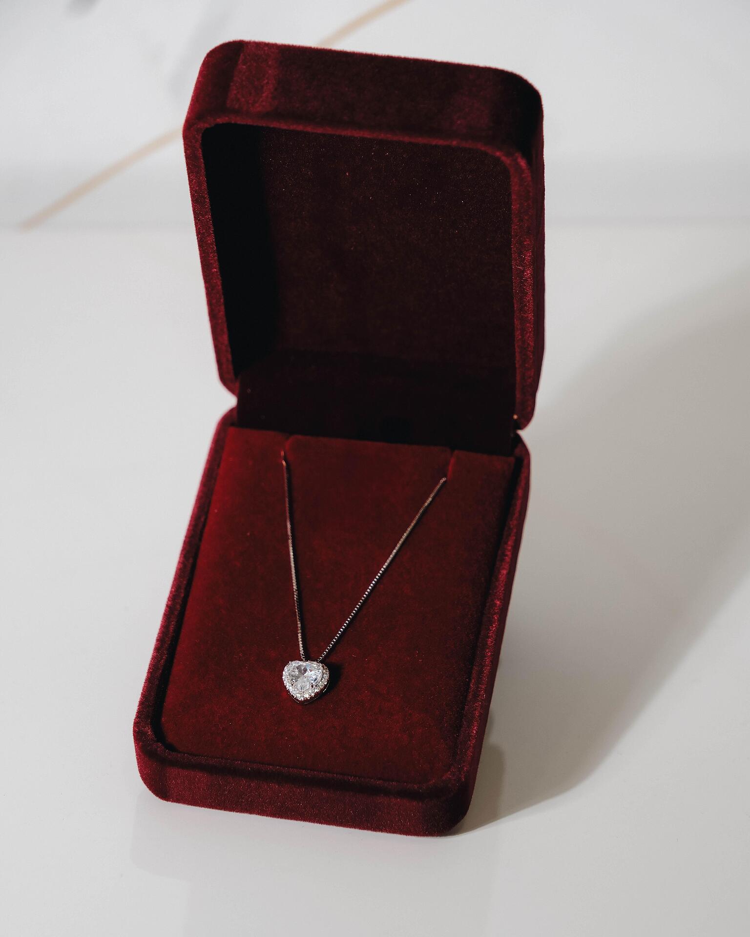 Silver necklace with a heart-shaped pendant