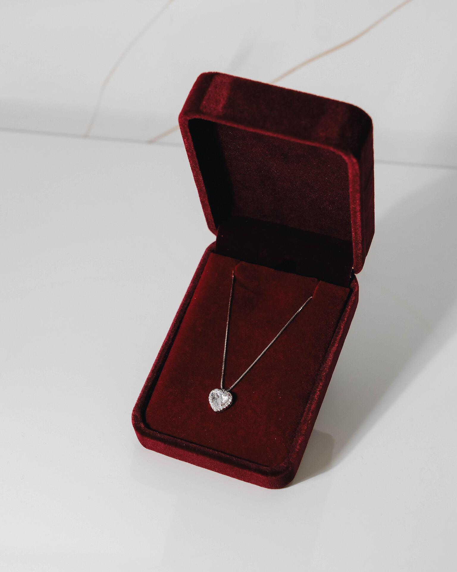 Silver necklace with a heart-shaped pendant