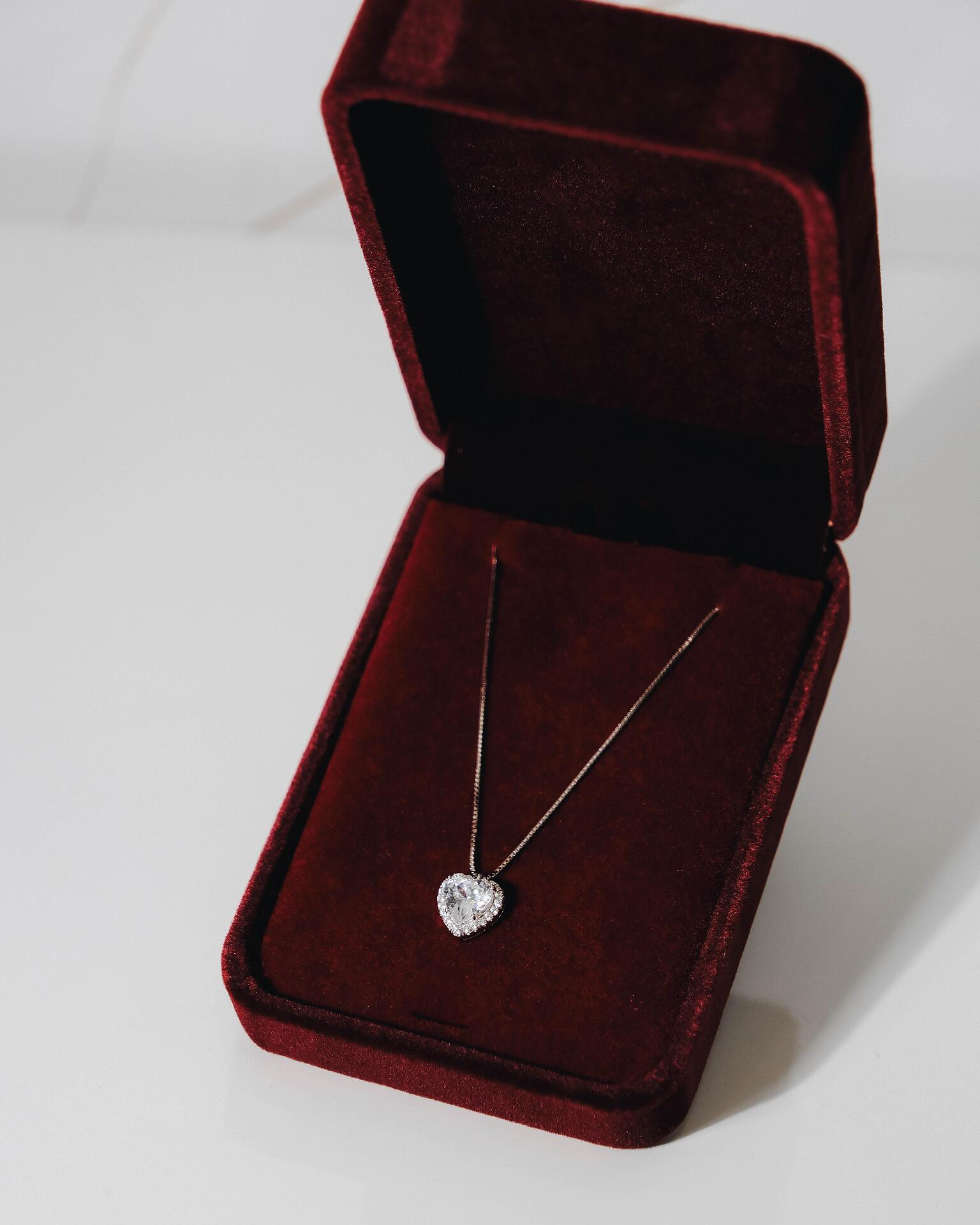 Silver necklace with a heart-shaped pendant