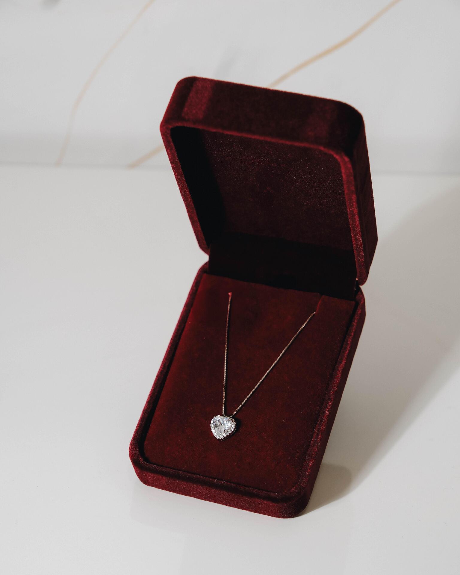 Silver necklace with a heart-shaped pendant