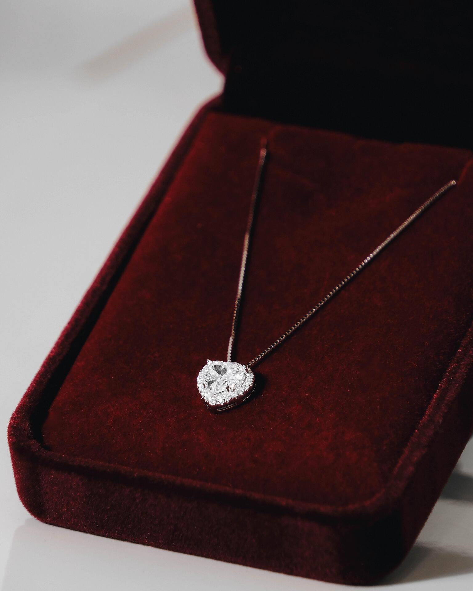 Silver necklace with a heart-shaped pendant