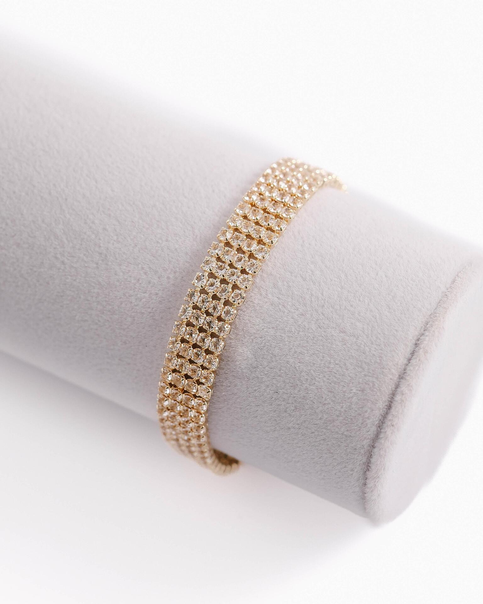 Gold bracelet with crystals