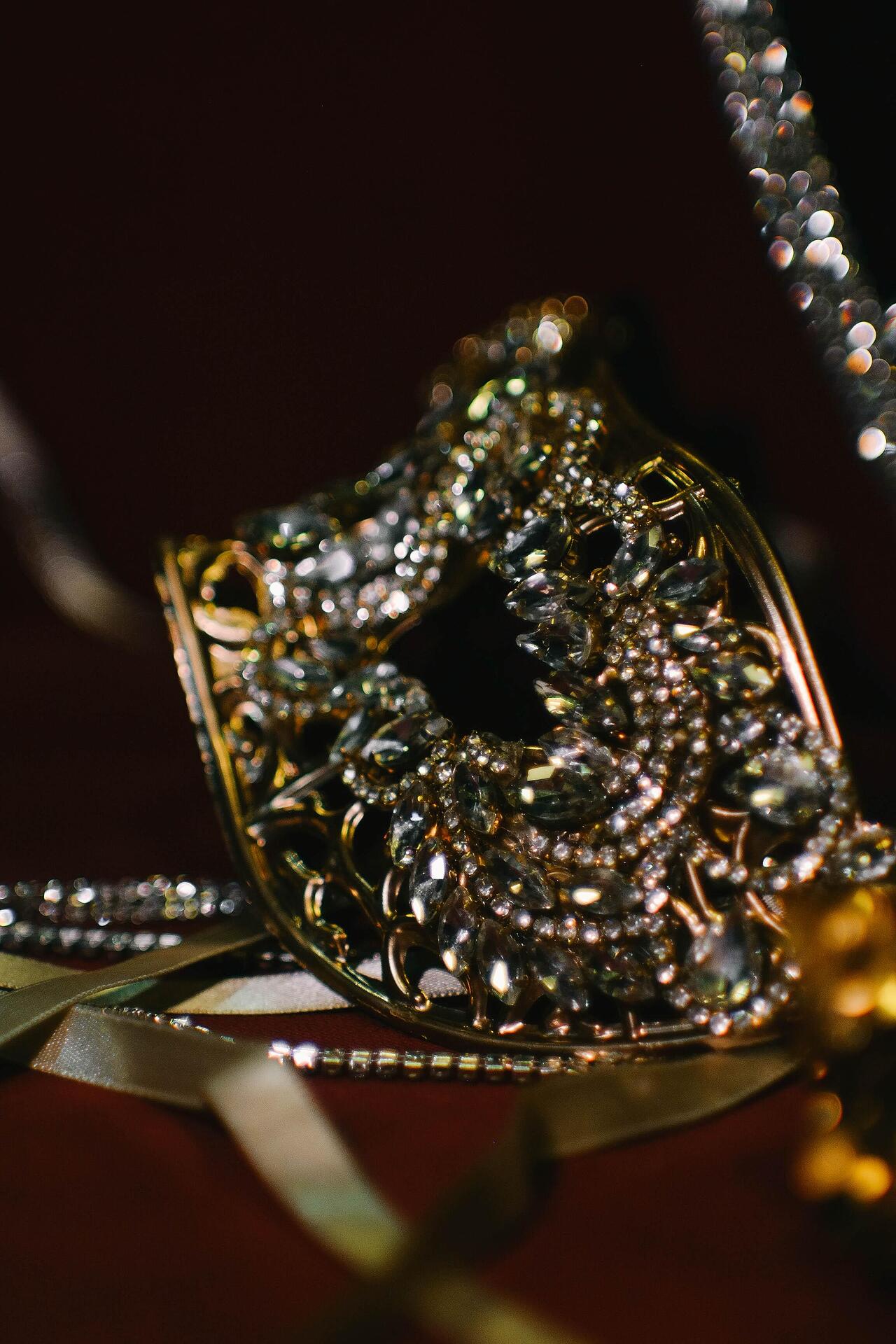Golden stage mask with stones: Masquerade