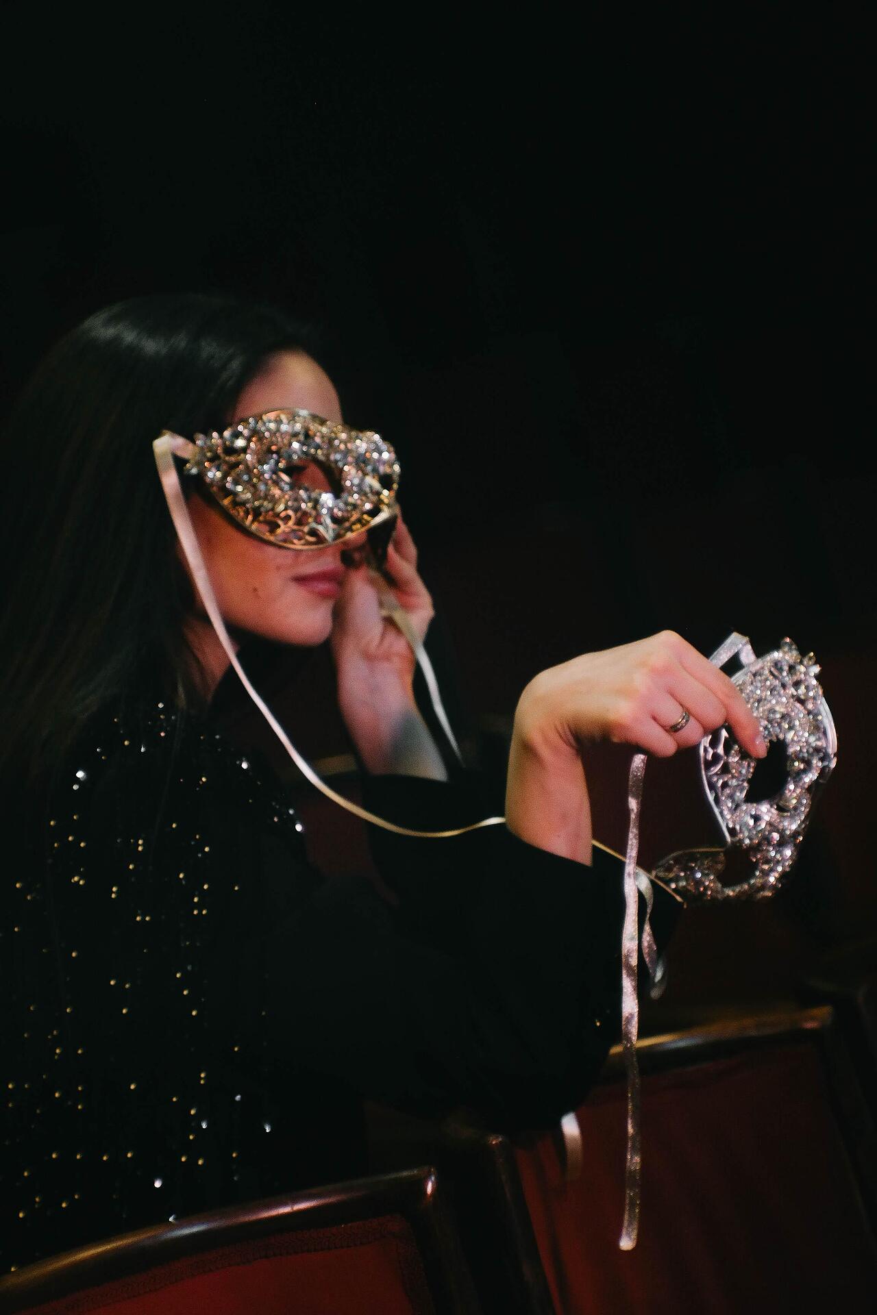 Golden stage mask with stones: Masquerade